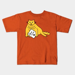 Cute Yellow Cat says Be Kind Kids T-Shirt